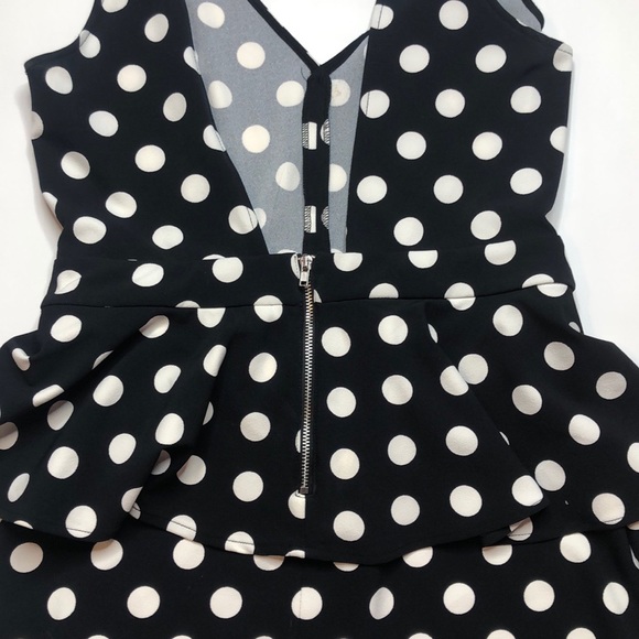 Polka Dot Bodycon Peplum Dress - Picture 4 of 4
